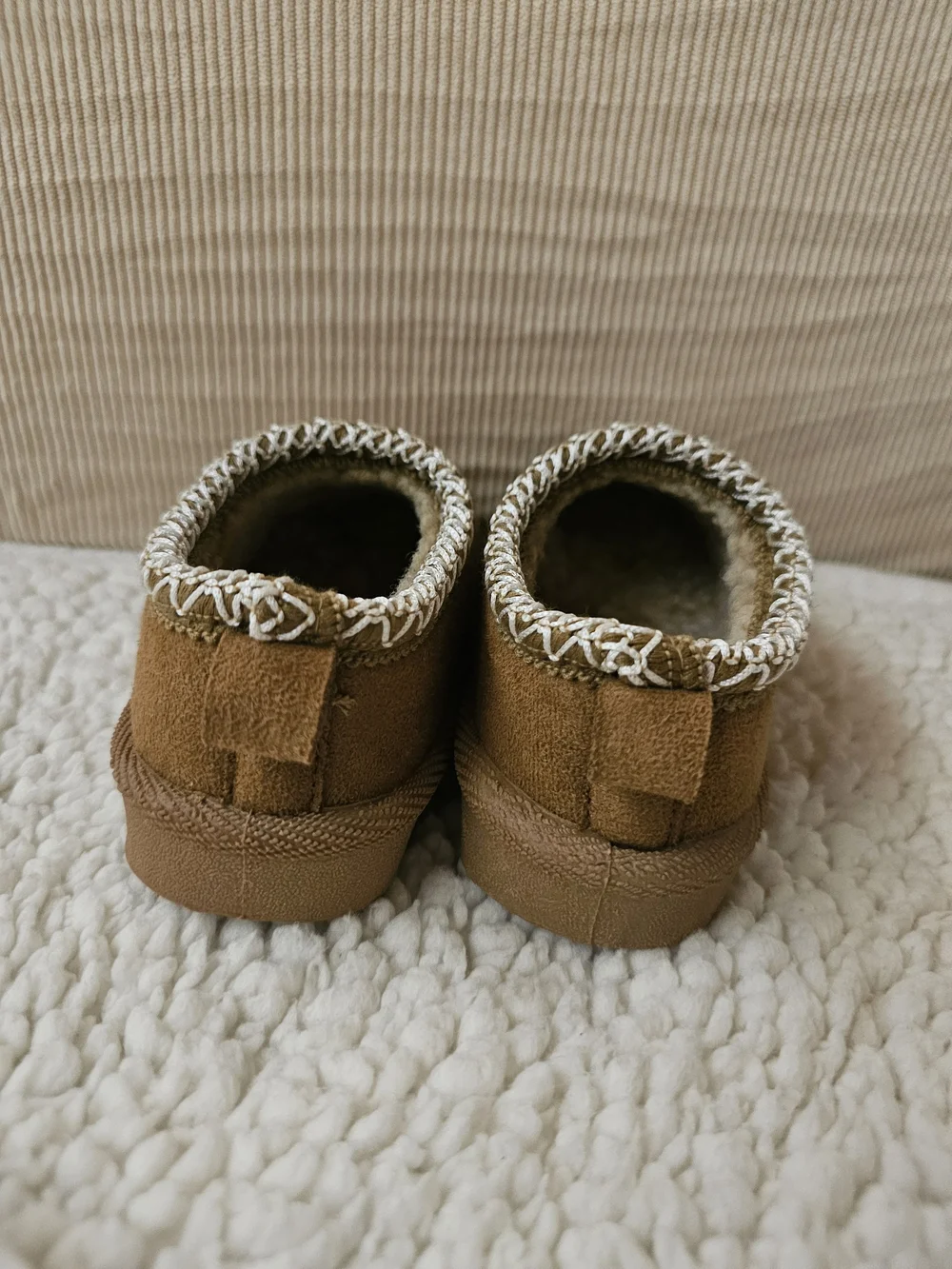 First Steps Kids Tan Slip-On Cozy Slippers